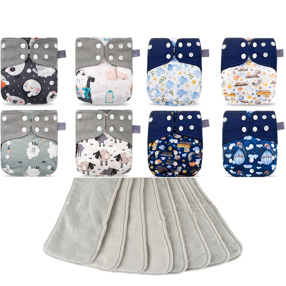 8 Pañales de Tela con Insertos Absorbentes