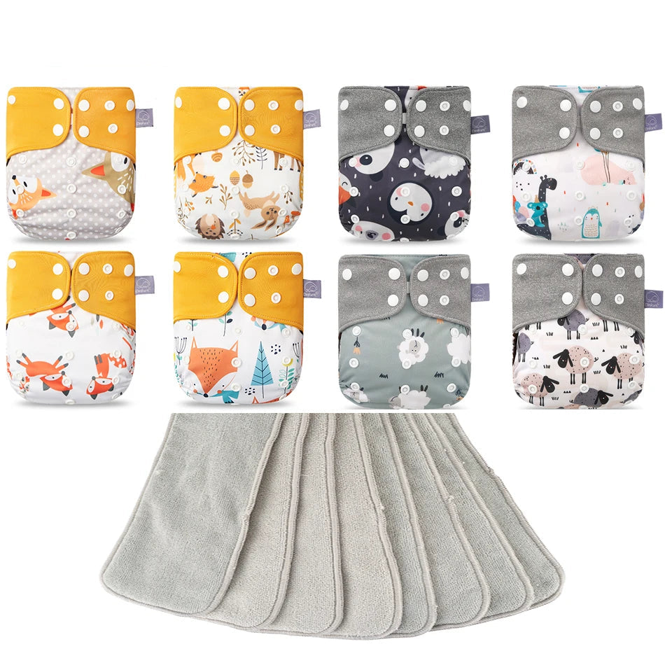 8 Pañales de Tela con Insertos Absorbentes