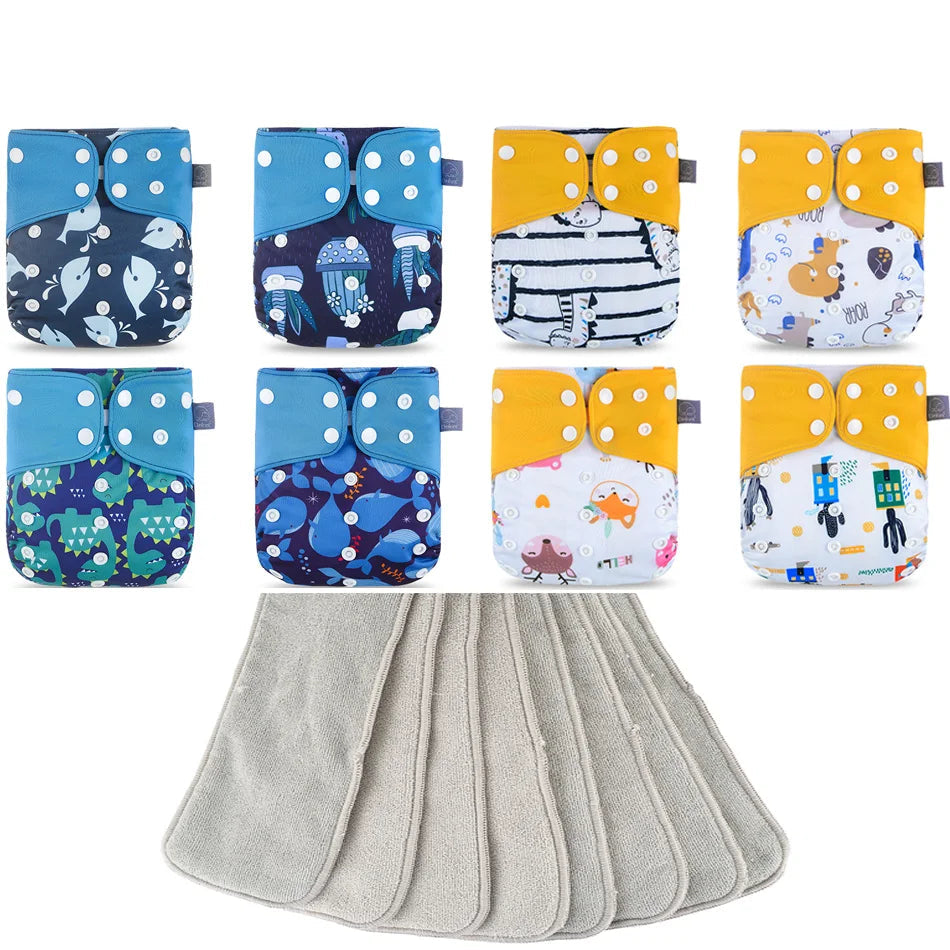 8 Pañales de Tela con Insertos Absorbentes